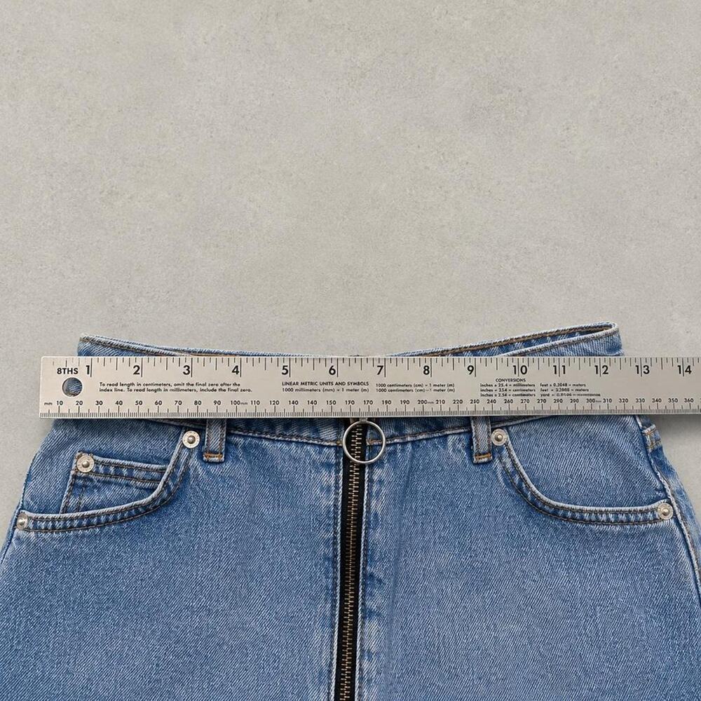 Topshop Moto Zip Front Denim Mini Skirt Light Wash Size 4 - Picture 6 of 6